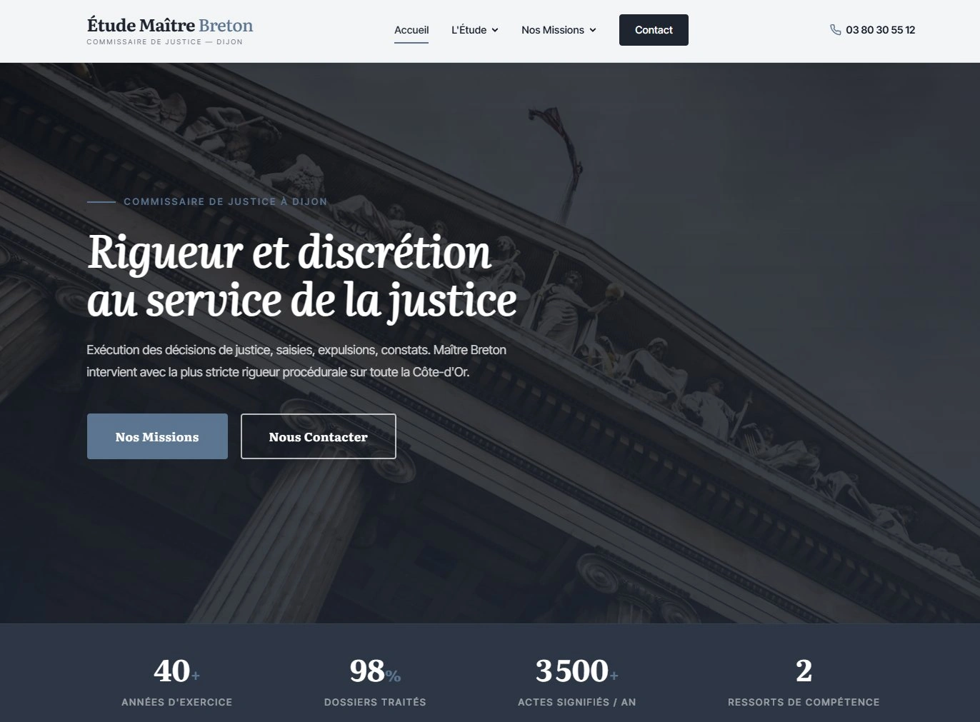 Site web agente de execução — página serviços